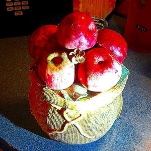 Antique Italy made porcelain rare find Italian center peace apples in burlap sac